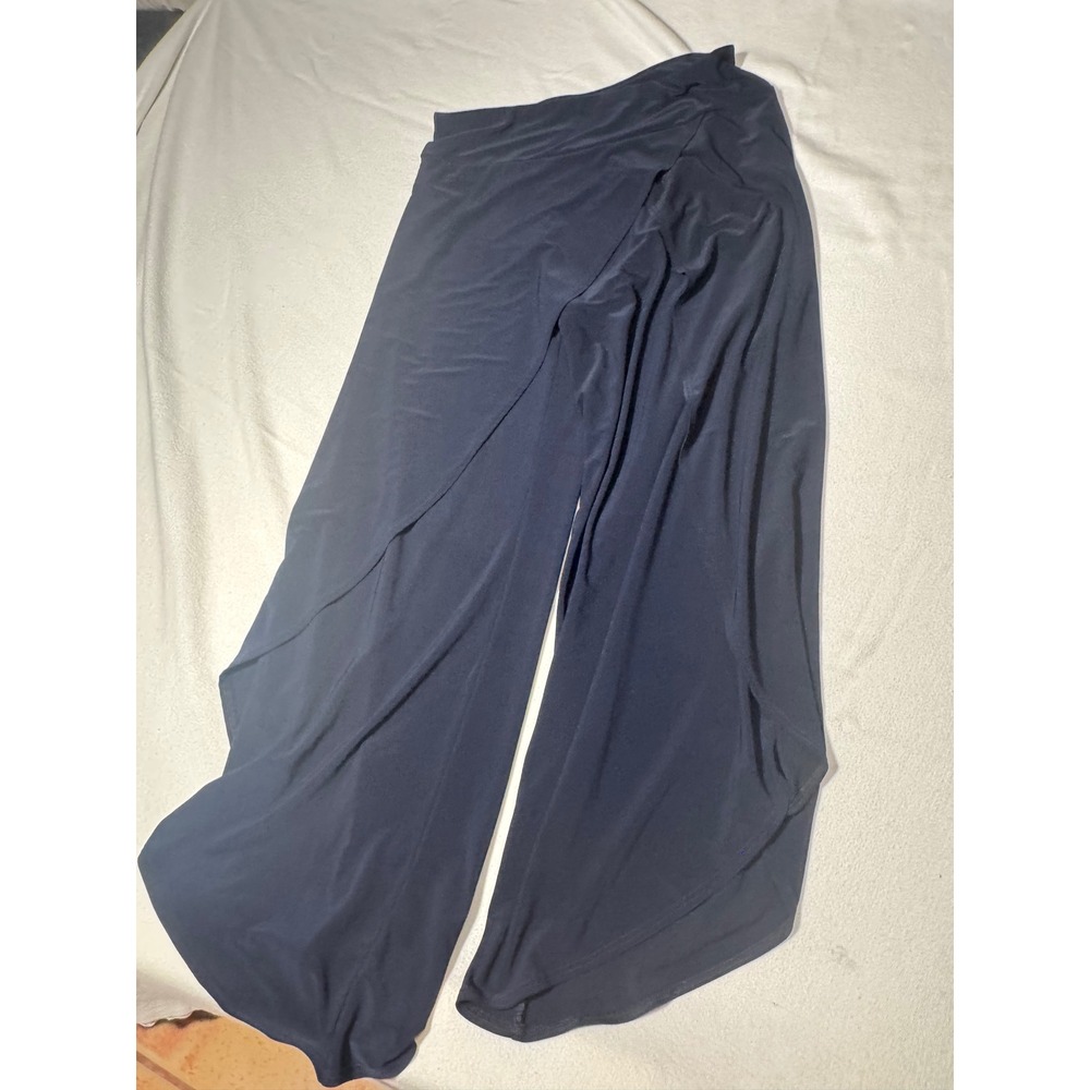 Patchington Navy Blue Wide Leg Wrap Pants XS Split Leg Tulip Overlay Canada